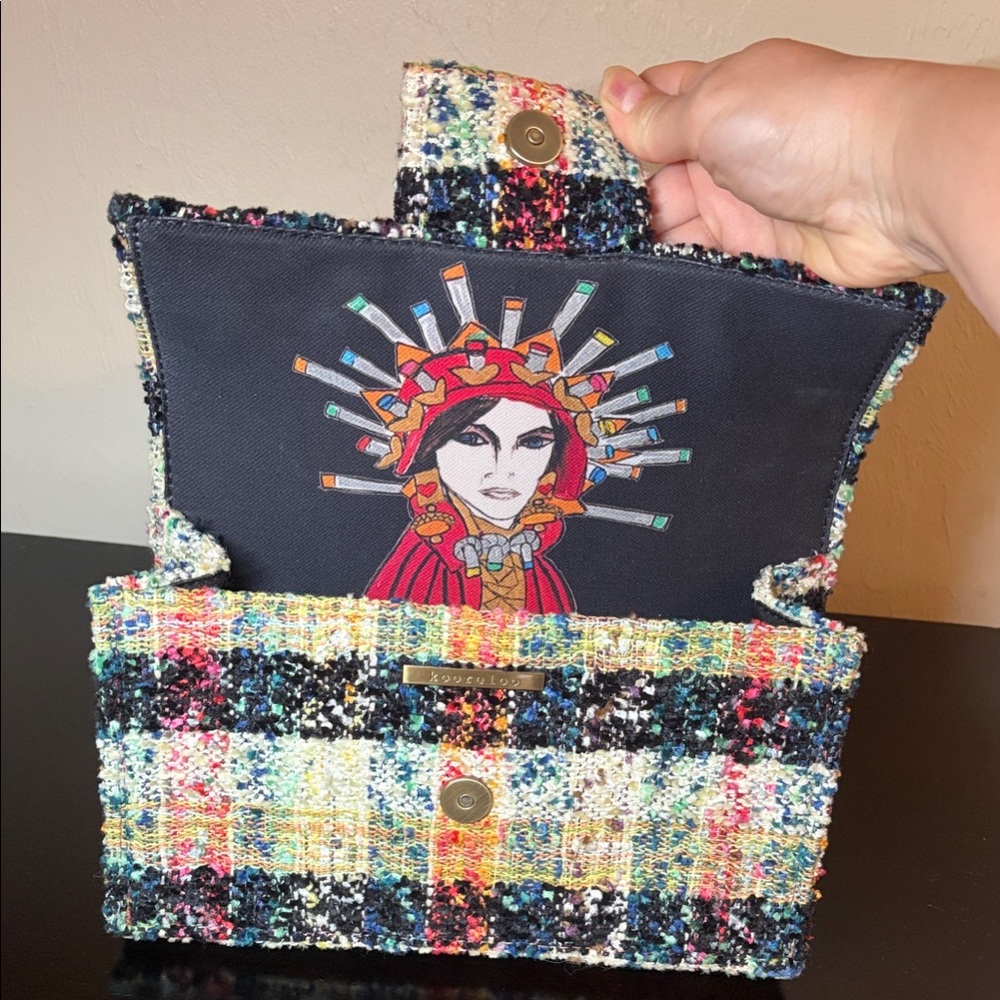 Chic Tweed Crossbody Bag with Chain Strap - Picture 5 of 8